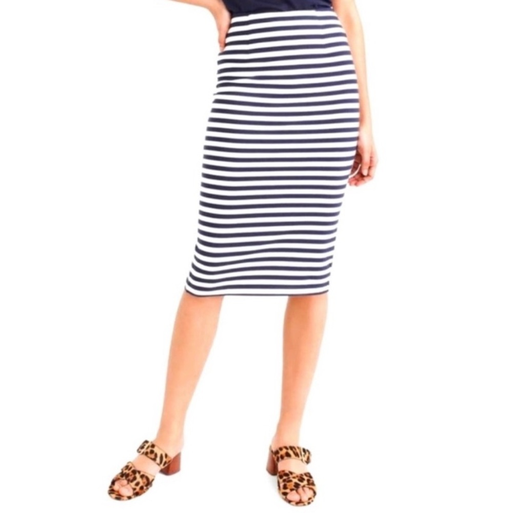J.Crew navy and white striped pencil skirt sz 0